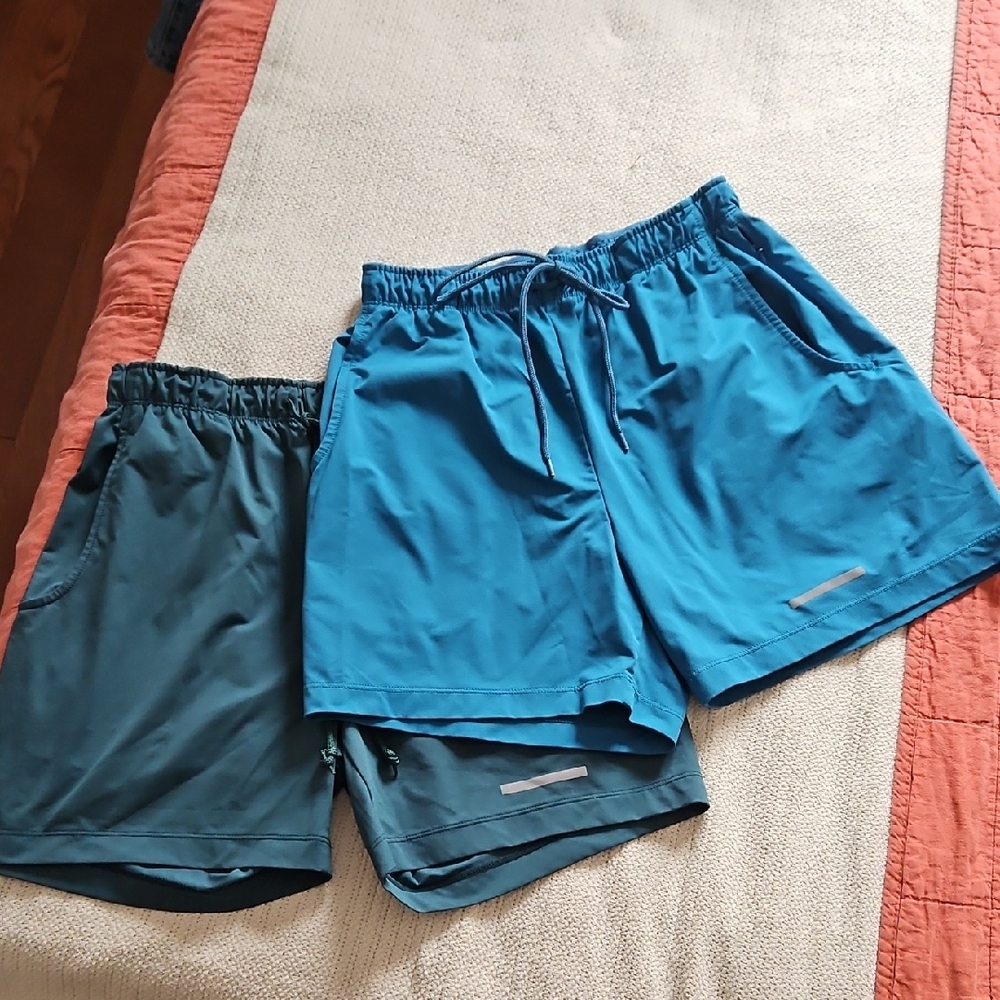 Muji Athletic Shorts — Teal & Green